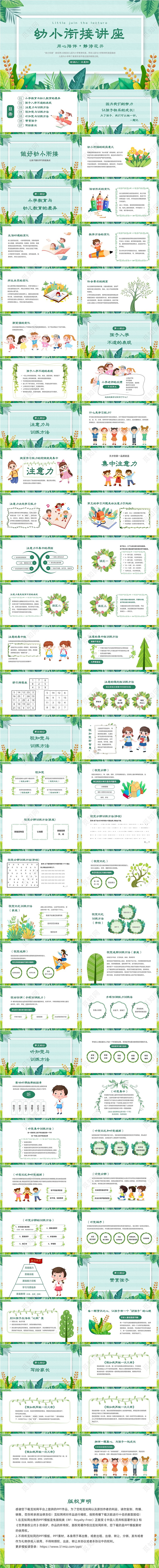 绿色小清新幼小衔接讲座PPT
