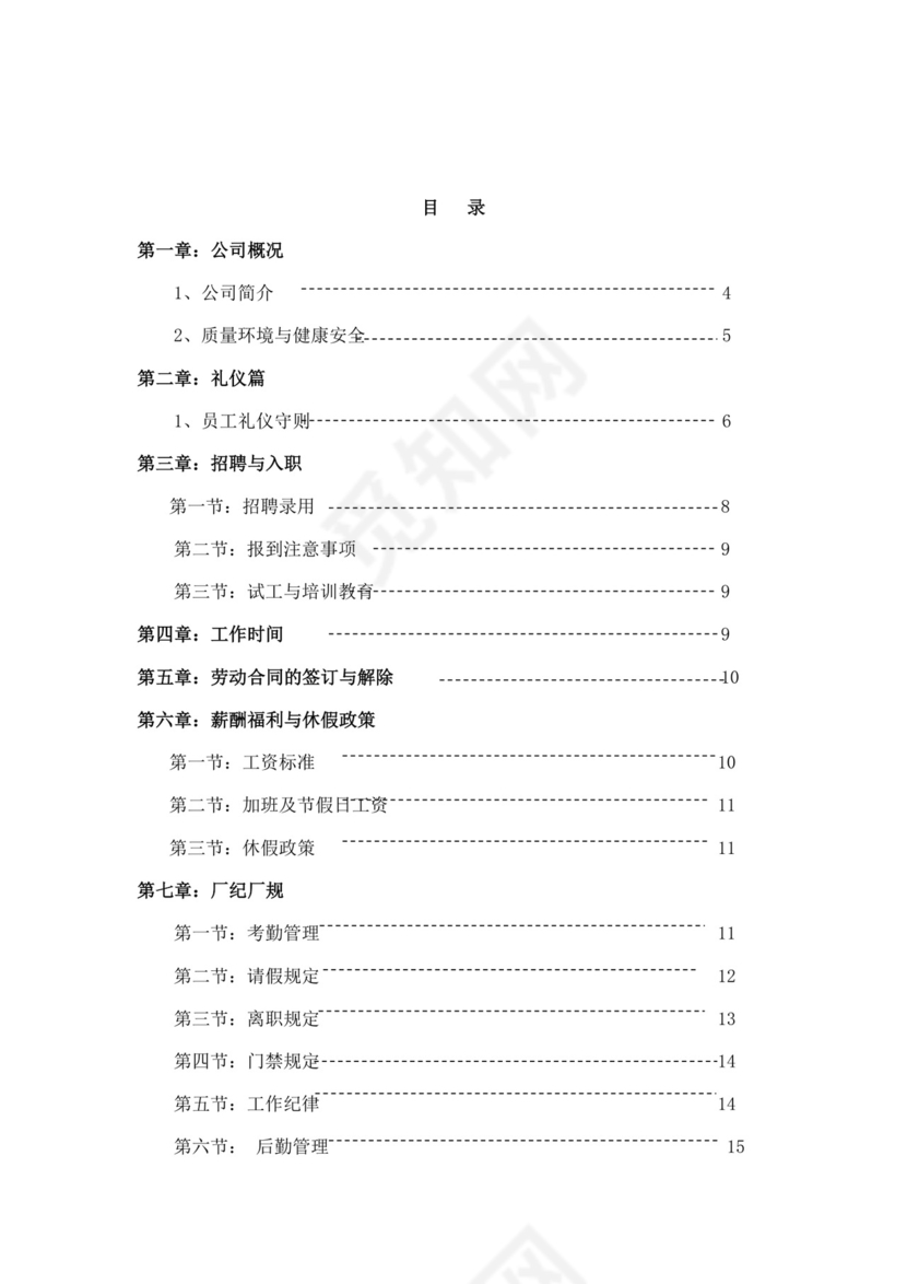 白色商务简约工厂员工手册企业职工制度手册模板