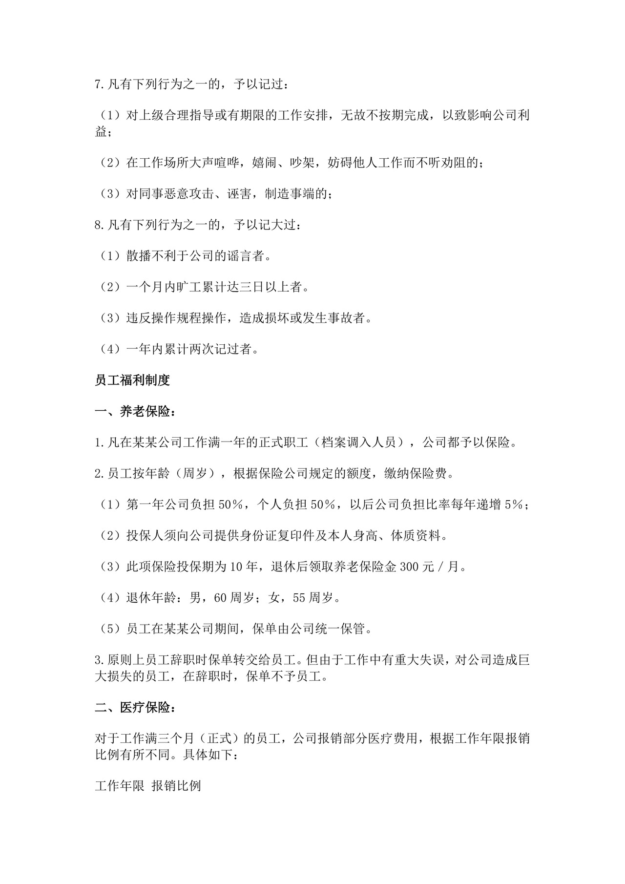 公司员工手册细则模板