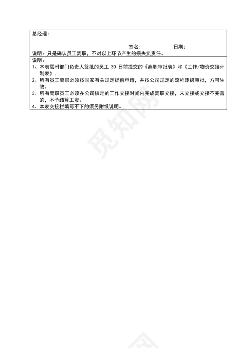 白色简约员工离职制度