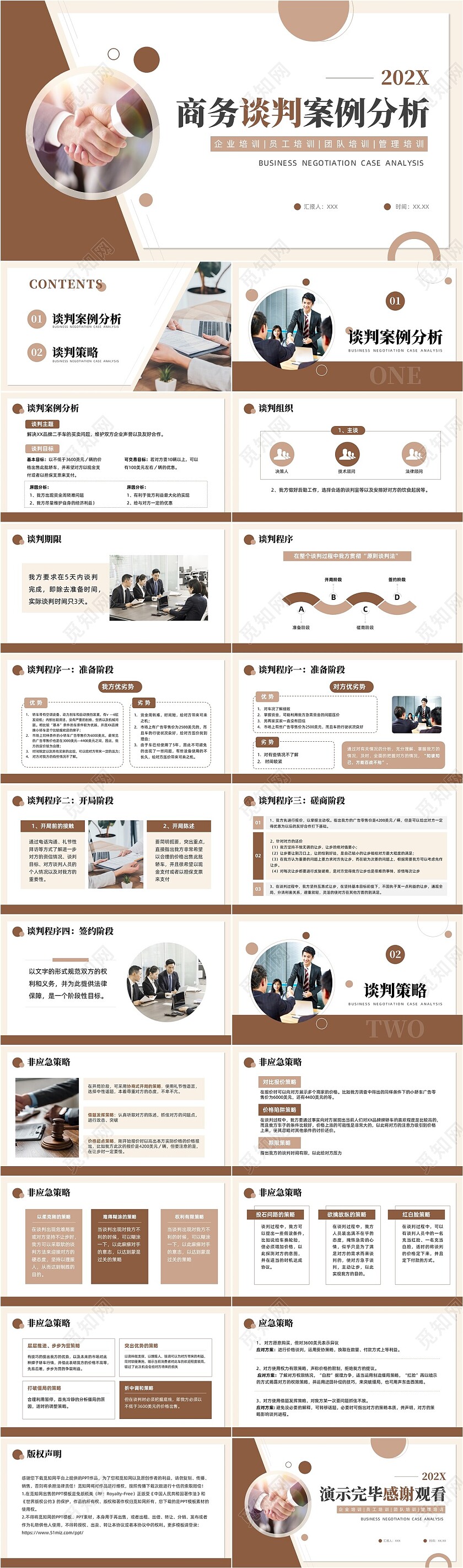 棕色商务风商务谈判案例分析培训PPT课件