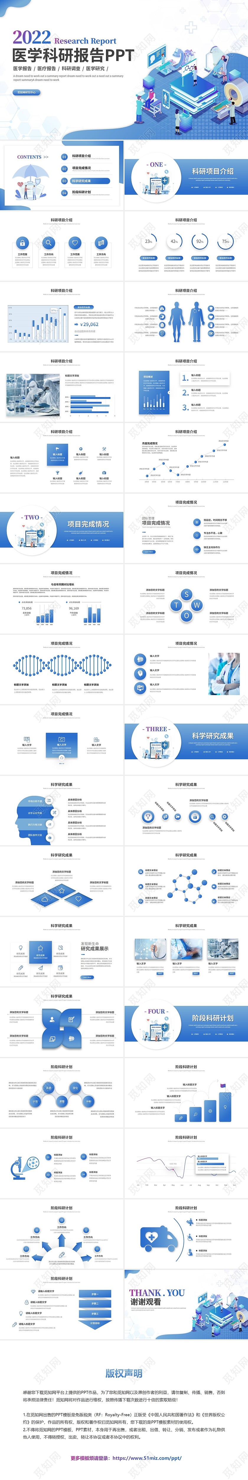 大气简约扁平插画风医疗医学科研报告医学研究报告ppt模板