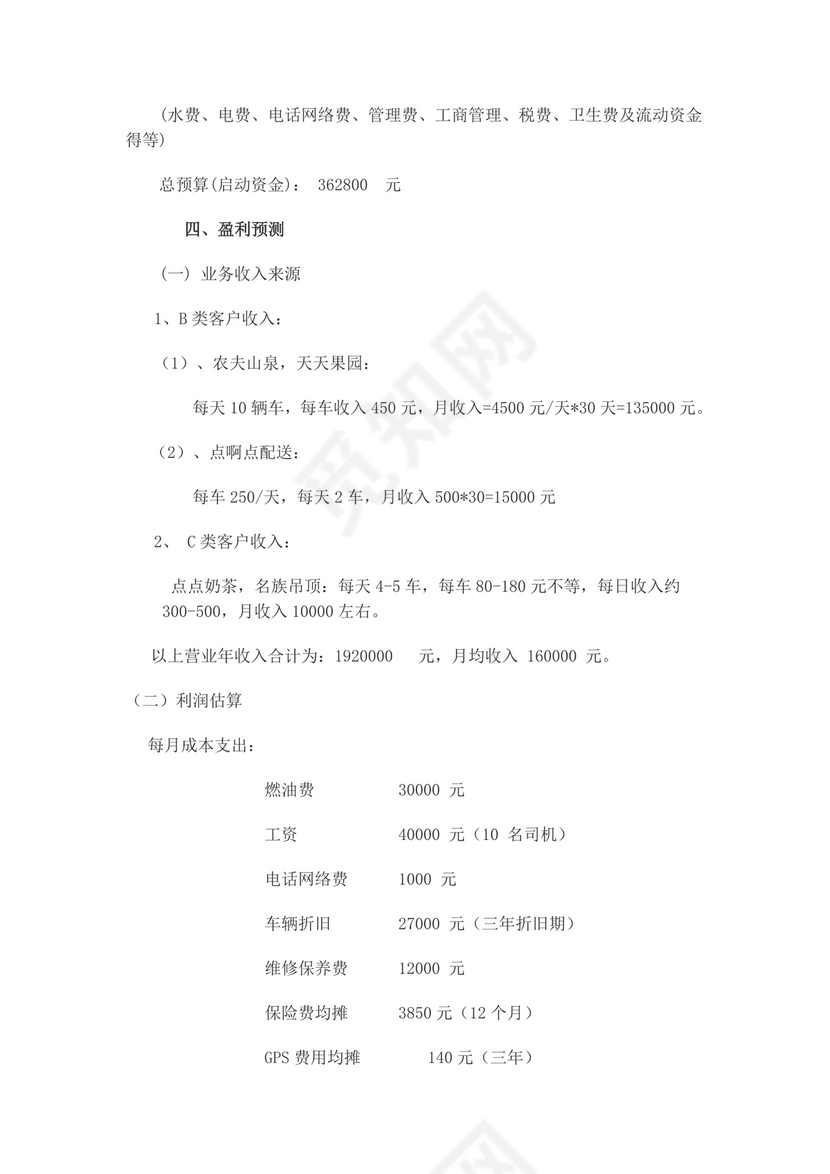 上海同城货运物流服务项目创业计划书物流项目计划书