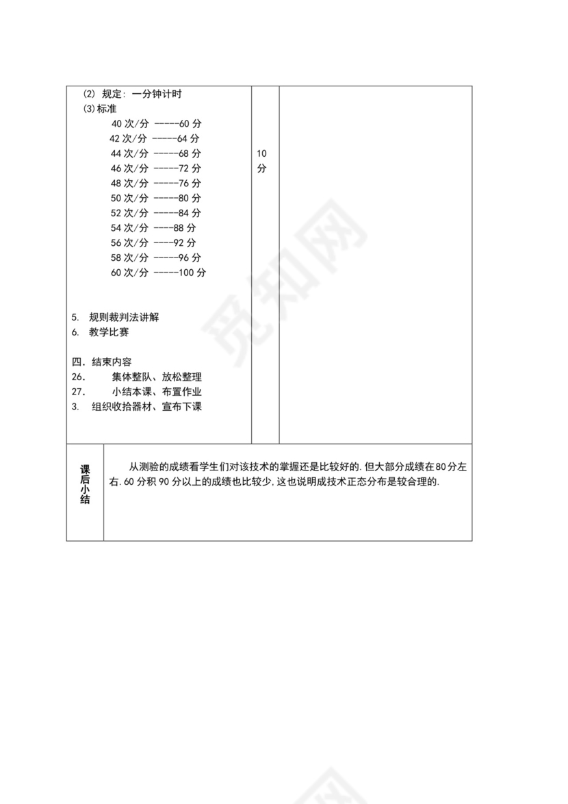白色简约小学足球教案
