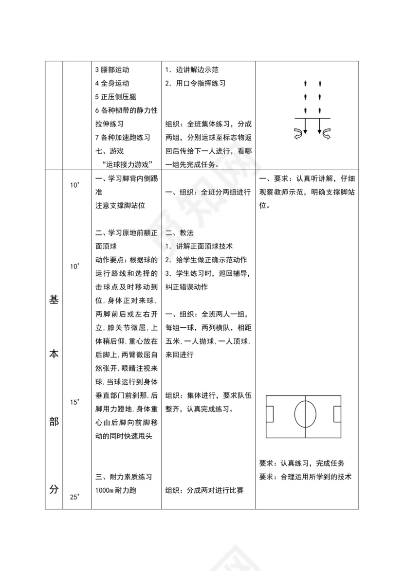 白色简约小学足球教案