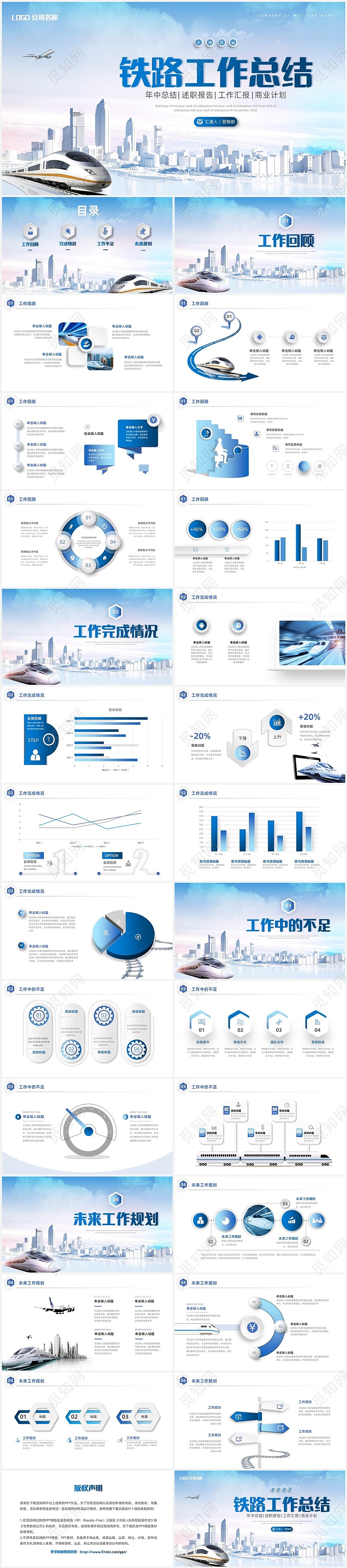 蓝色商务微粒体铁路工作总结汇报PPT模板