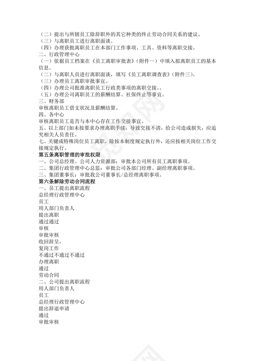 白色简约员工离职制度