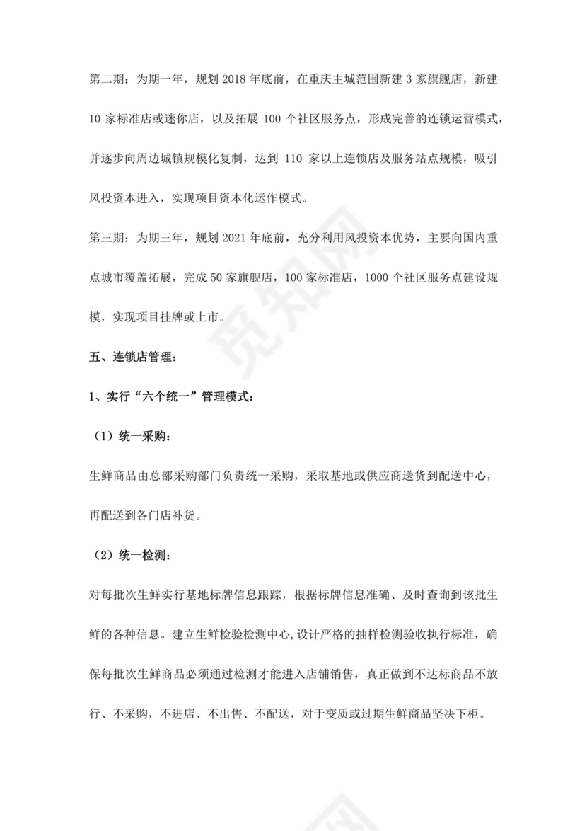 白色简约生鲜项目商业计划书