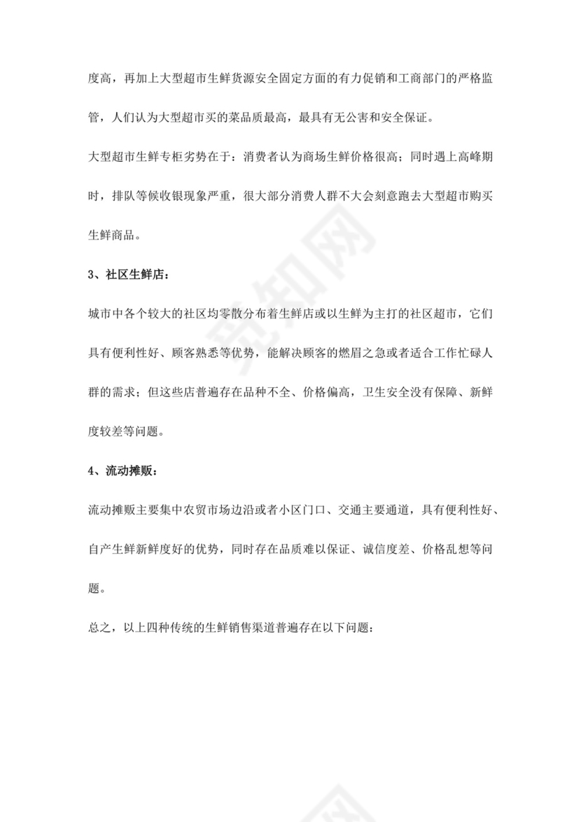 白色简约生鲜项目商业计划书