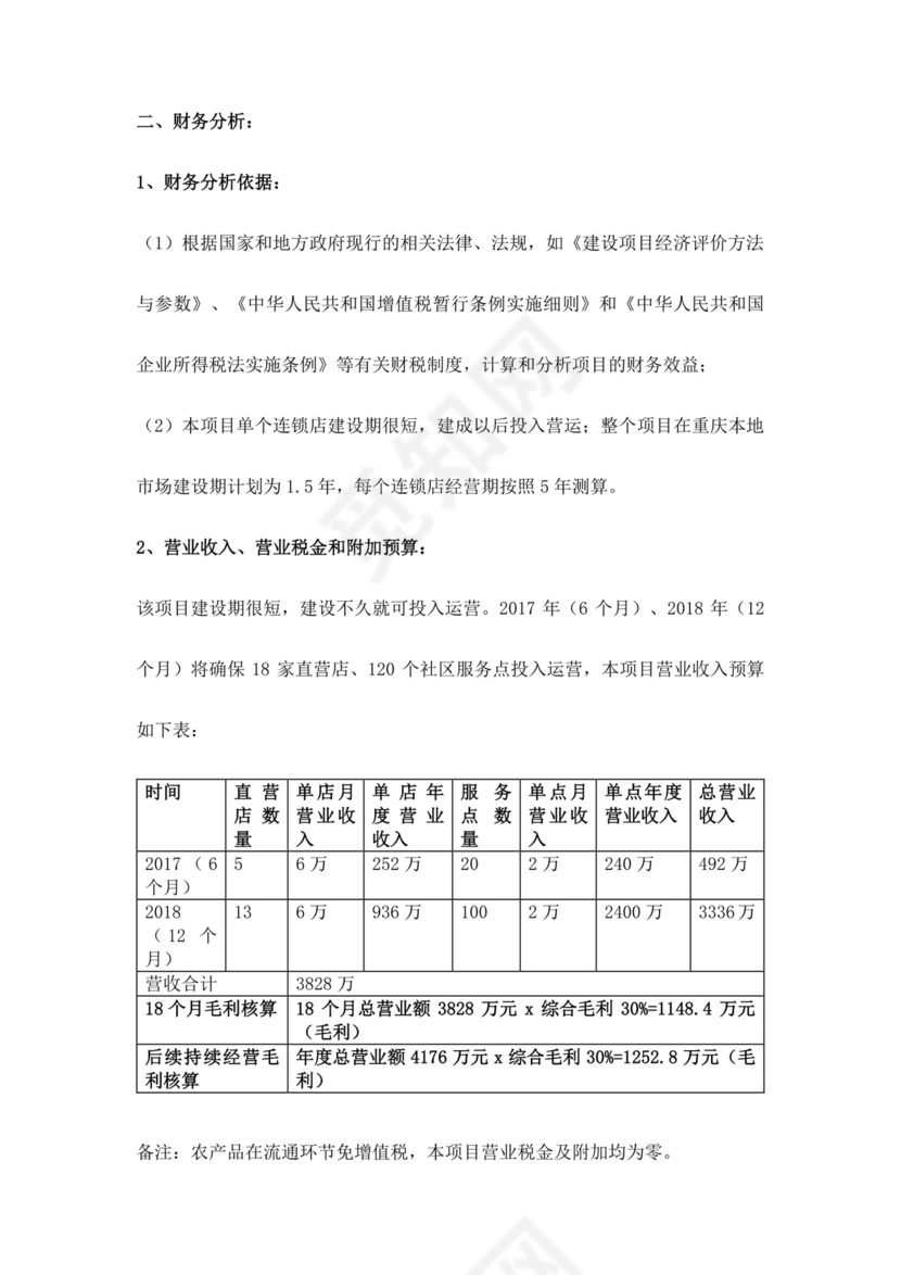 白色简约生鲜项目商业计划书