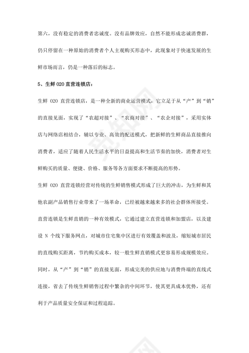 白色简约生鲜项目商业计划书