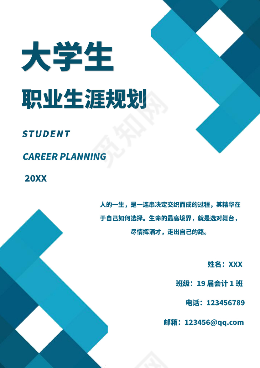 蓝色白色简洁会计职业规划个人职业规划个人工作计划模板