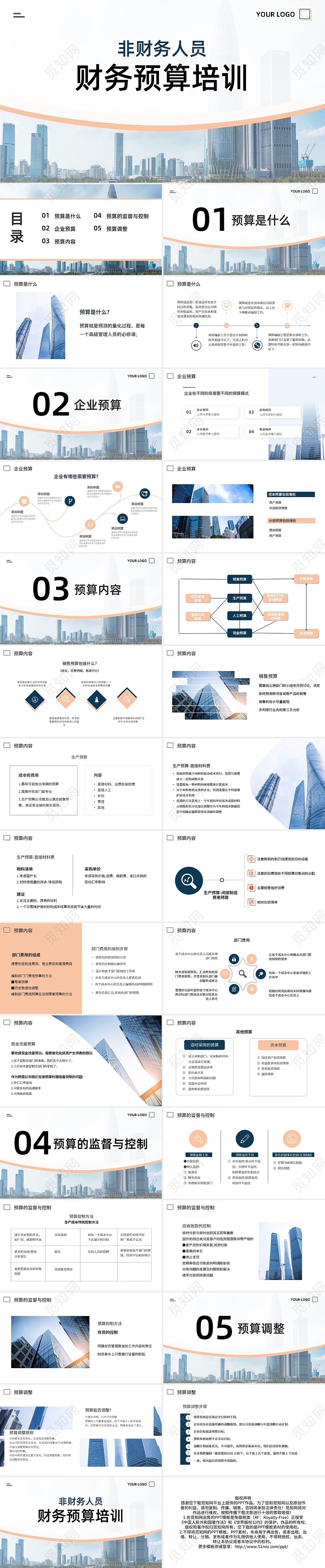 蓝橙简约财务预算培训PPT模板宣传PPT动态PPT财务培训课件
