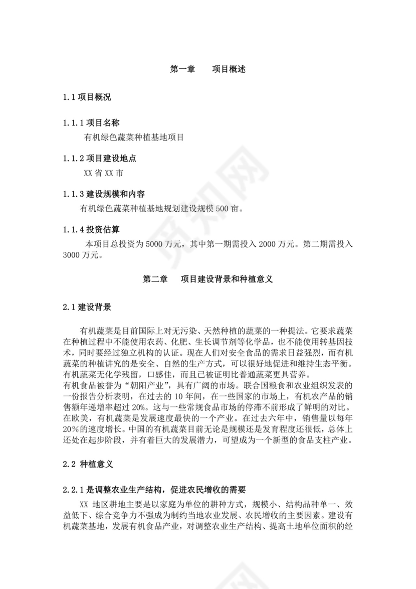 绿色简约蔬菜种植项目计划书创新创业商业计划书商业项目计划模板