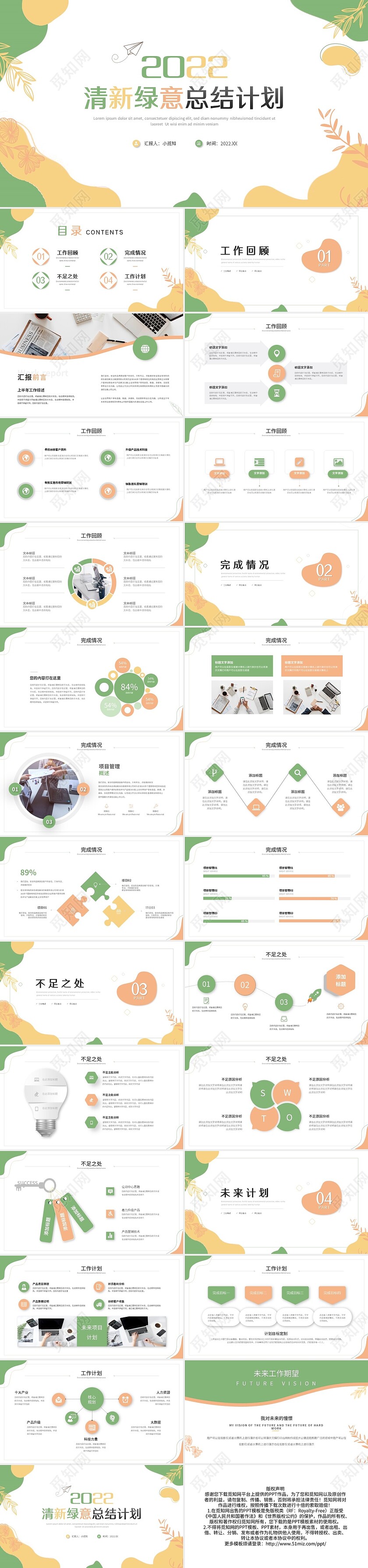 黄绿简约小清新绿意总结计划PPT模板宣传PPT动态PPT工作总结汇报