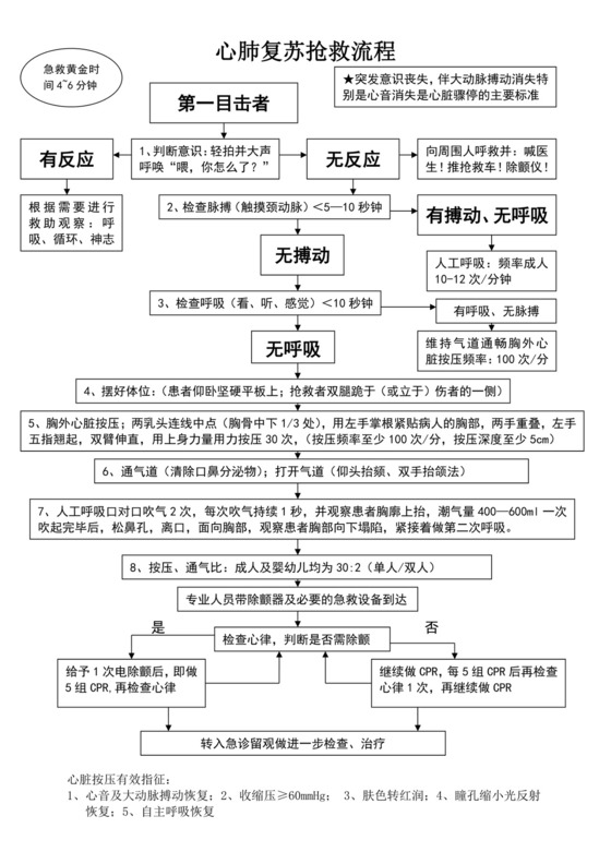 心肺复苏抢救流程模板抢救流程图