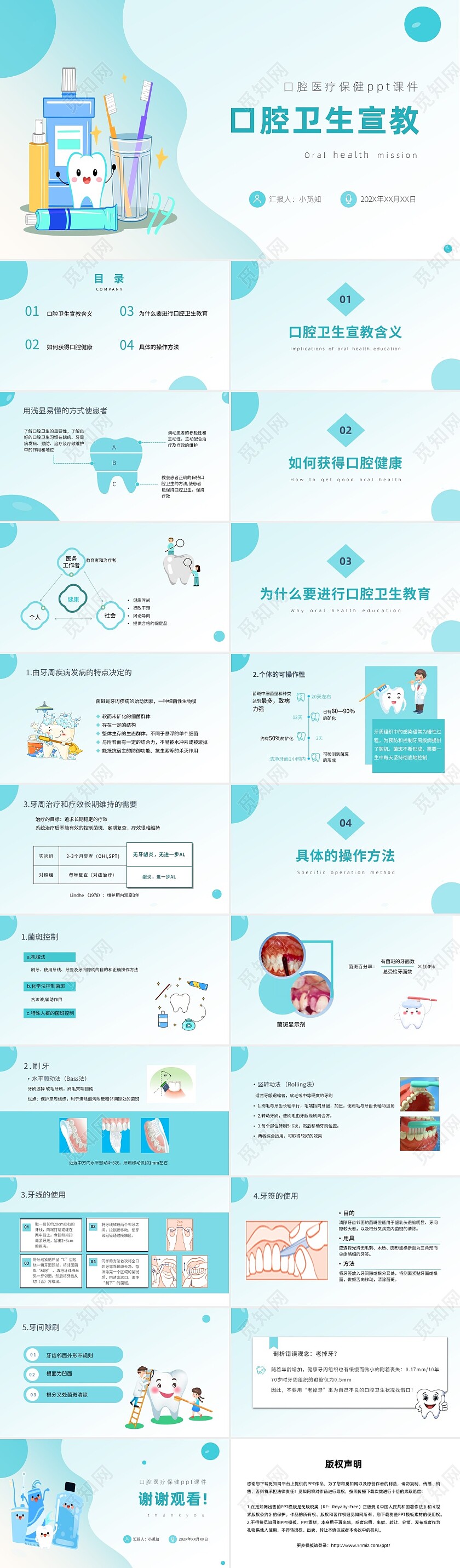 浅绿色简约口腔卫生宣教PPT课件