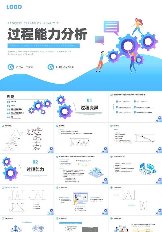 蓝色插画过程能力分析企业培训PPT课件