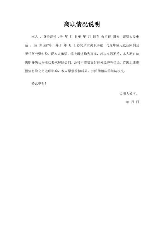 白色简洁情况说明企业个人情况说明模板