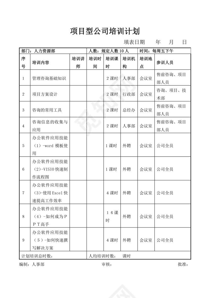 白色简洁项目计划表工程计划表模板项目计划表设计