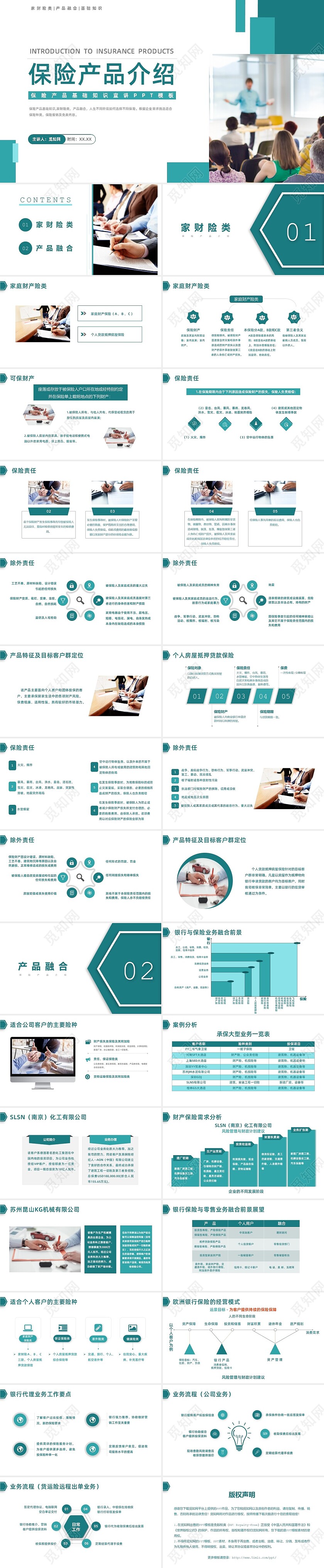 绿色简约上午保险产品知识介绍PPT模板保险基础知识培训