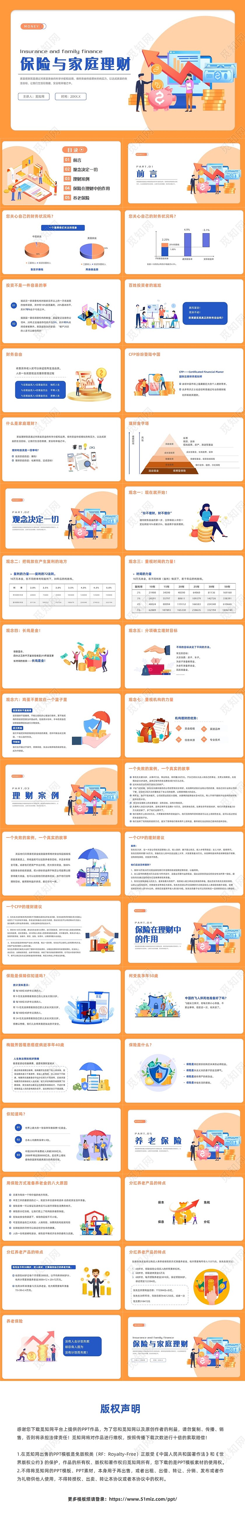 橙色插画风家庭理财及保险在家庭理财中的作用培训