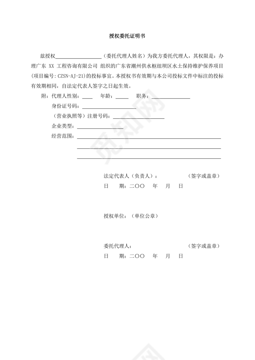 白色简洁投标承诺函公司投标文件模板