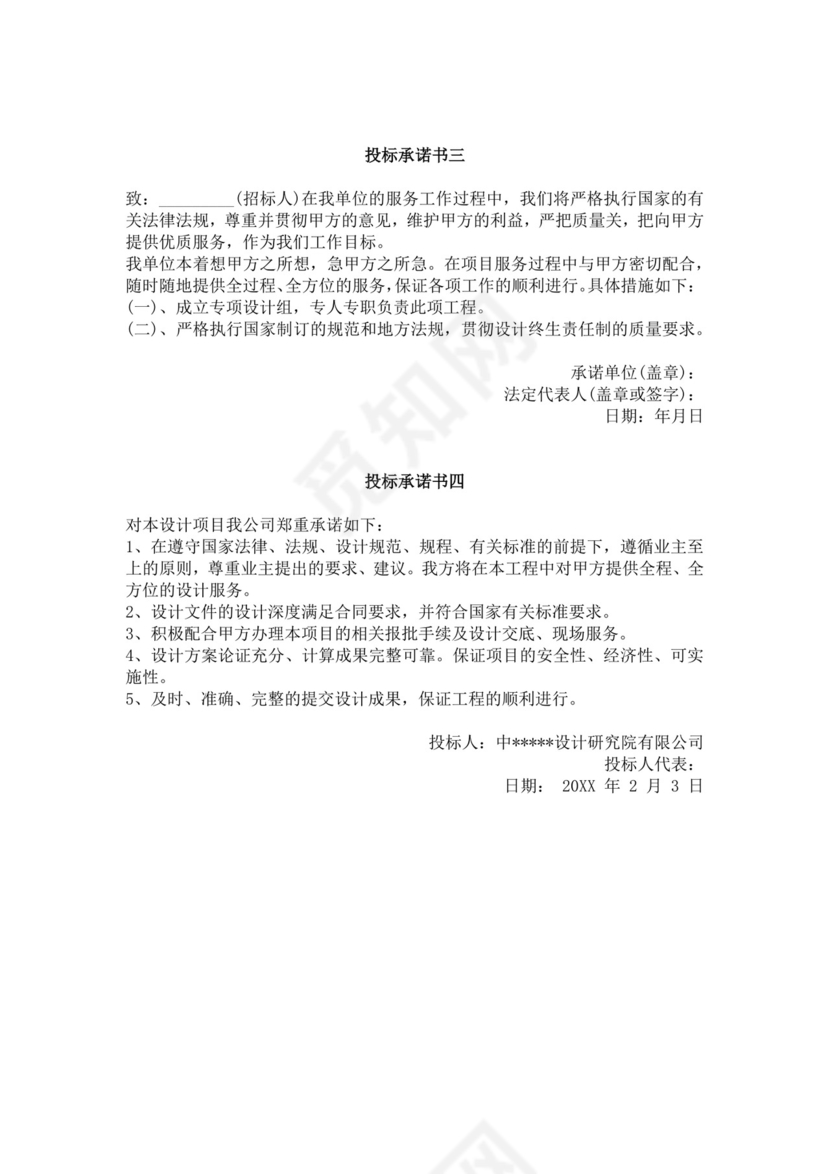白色简洁投标承诺函公司投标文件模板