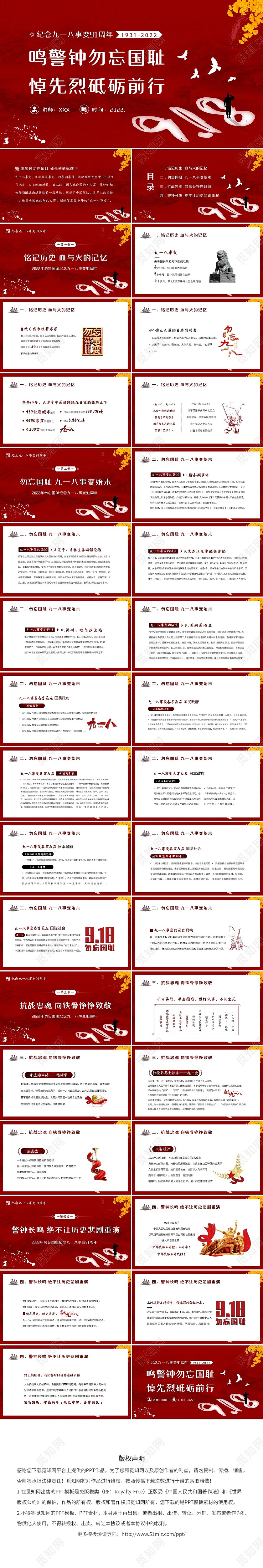 2022年九一八事变91周年勿忘国耻砥砺前行党课PPT课件