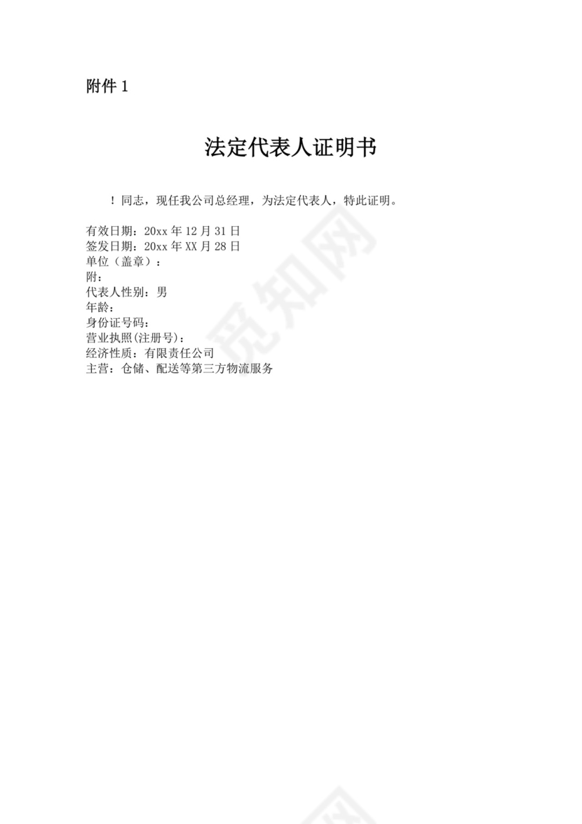 白色简约公司投标文件投标书