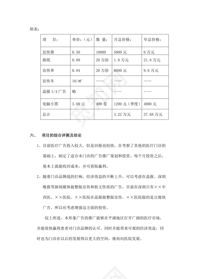门诊广告推广可行性分析报告
