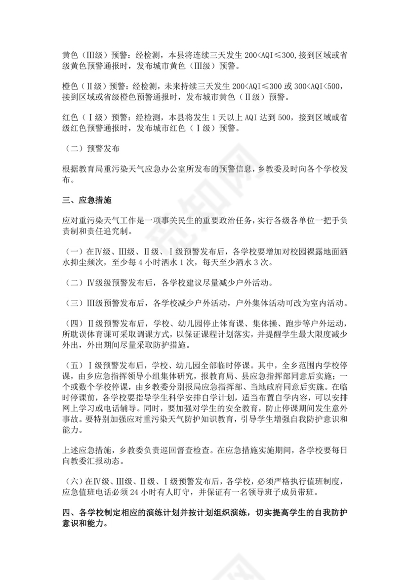重污染天气应急预案范文
