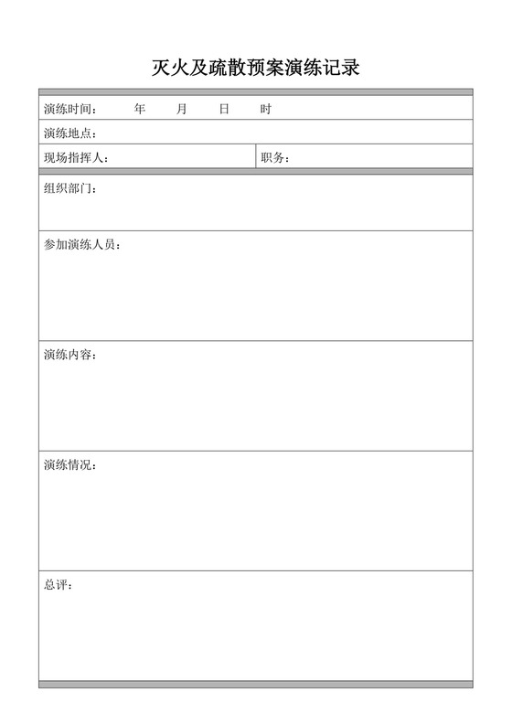 白色简洁灭火和应急疏散预案消防应急预案模板