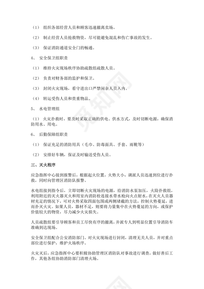 白色简约超市火灾应急预案消防应急预案