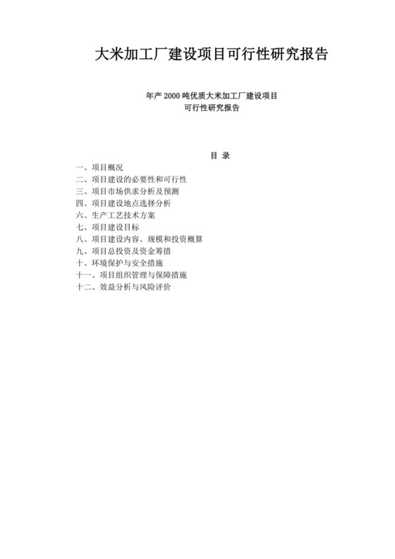 白色建设项目可行性研究报告项目可行性报告模板