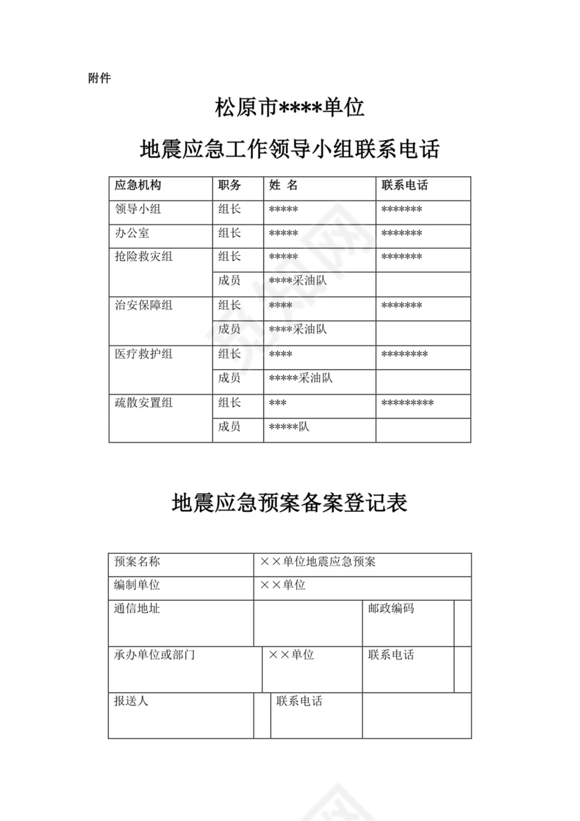 公司地震应急预案范文
