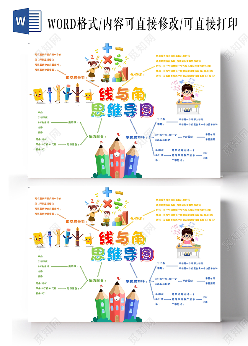 线与角wordA3思维导图线与角思维导图