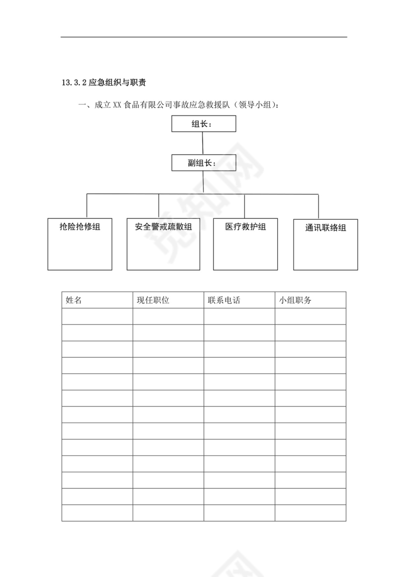 食品有限公司生产安全事故应急预案