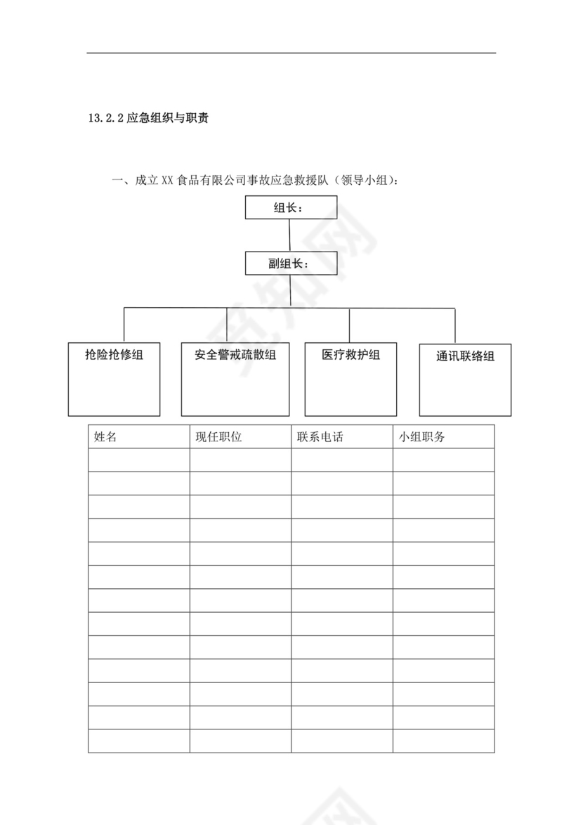 食品有限公司生产安全事故应急预案