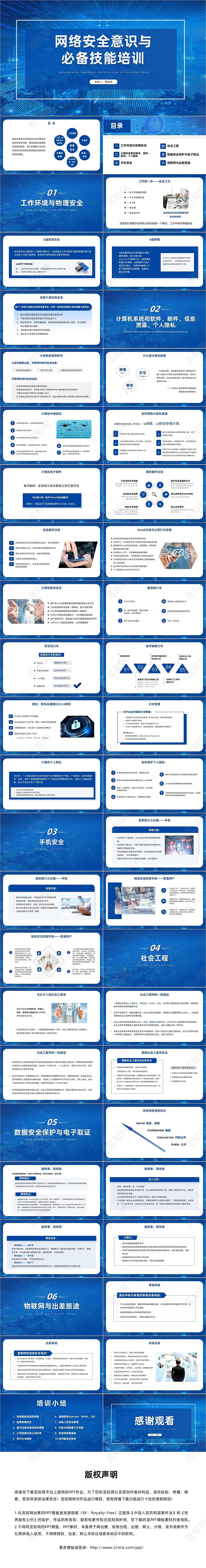 蓝色简约科技风网络安全意识与必备技能培训PPT课件