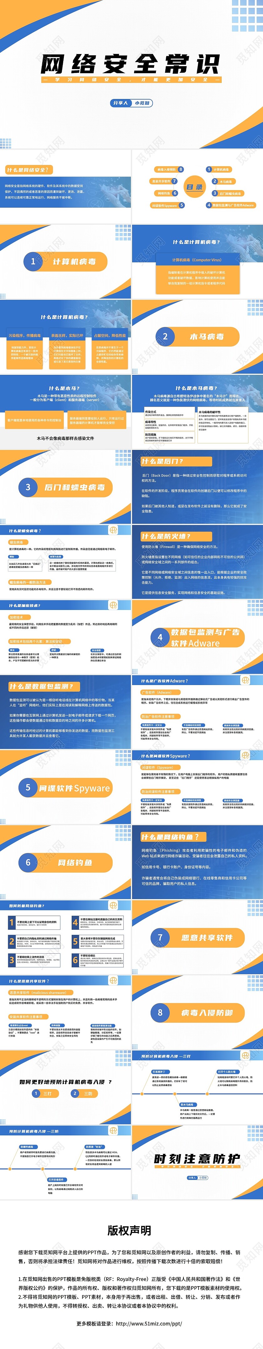 橙蓝多彩简约商务网络安全常识培训ppt课件