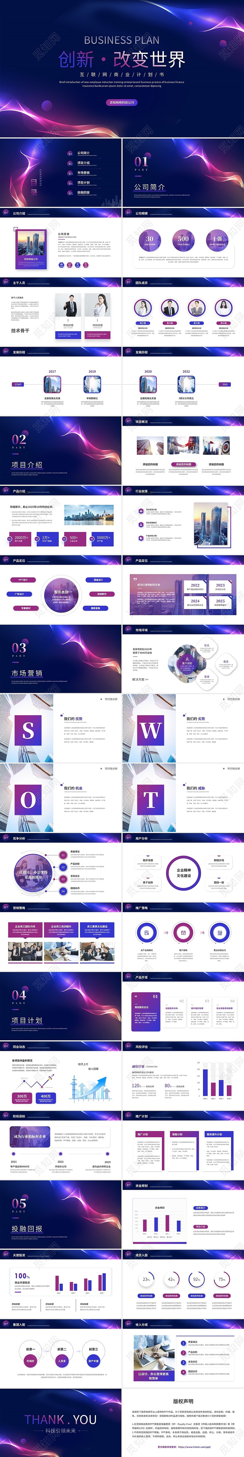 简约流体渐变科技风互联网商业计划书企业介绍ppt模板