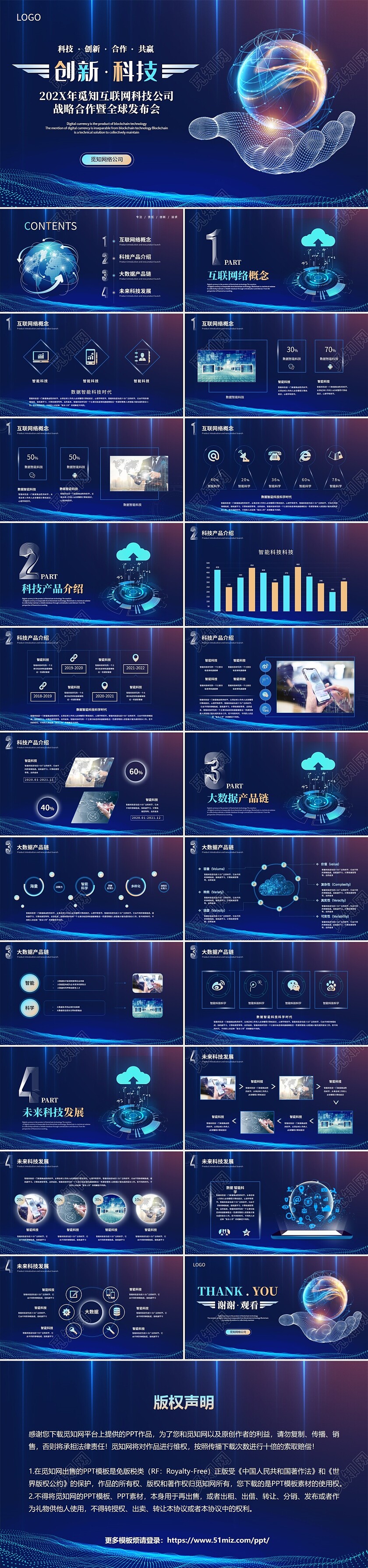 创意简约科技风互联网大数据商业计划书科技感ppt模板