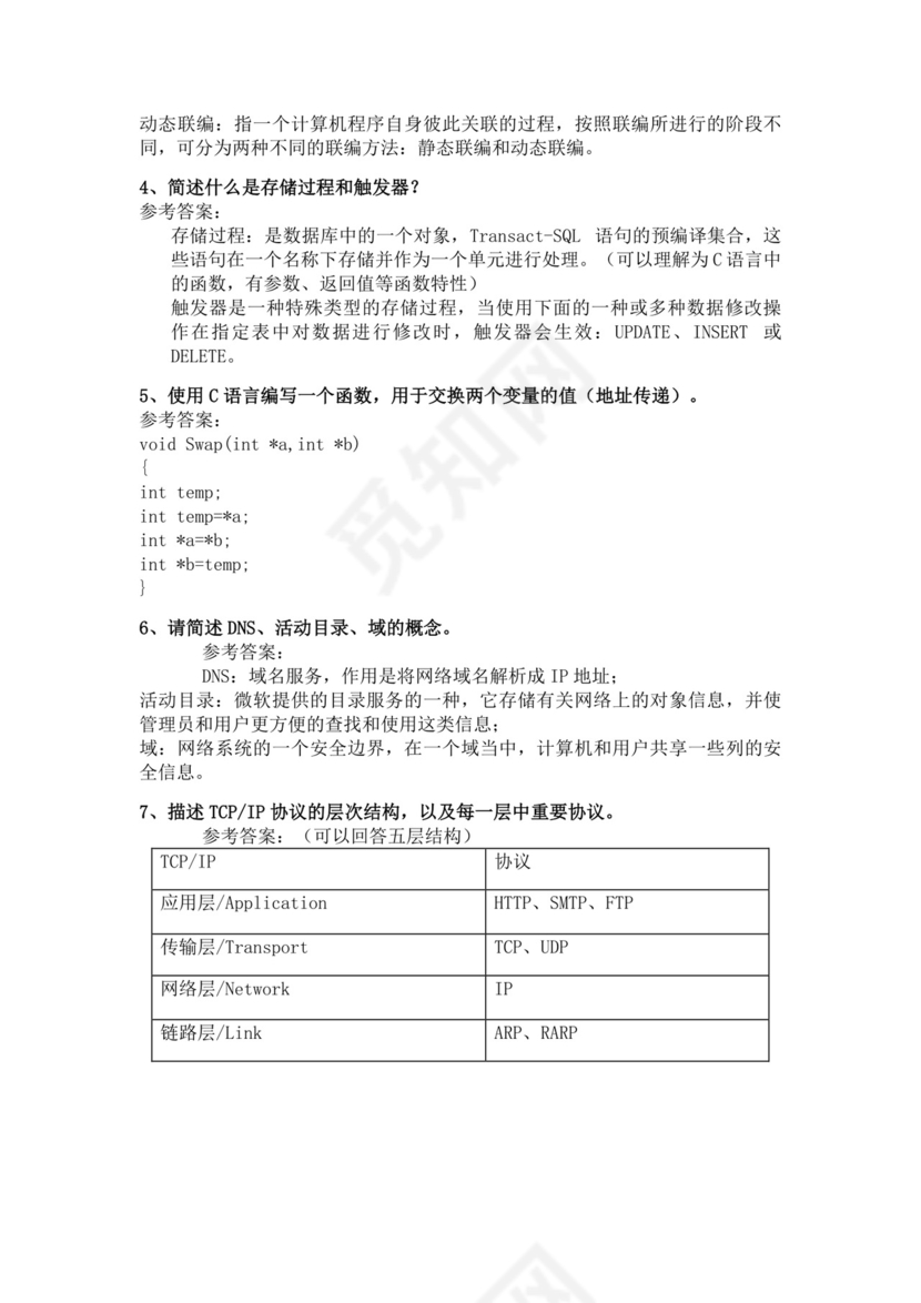 白色简洁软件测试面试题公司部门职位入职面试题模板