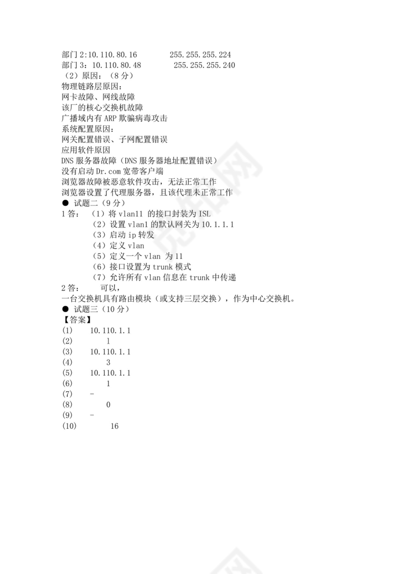 白色简洁网络管理员考试题库公司员工考试题库模板