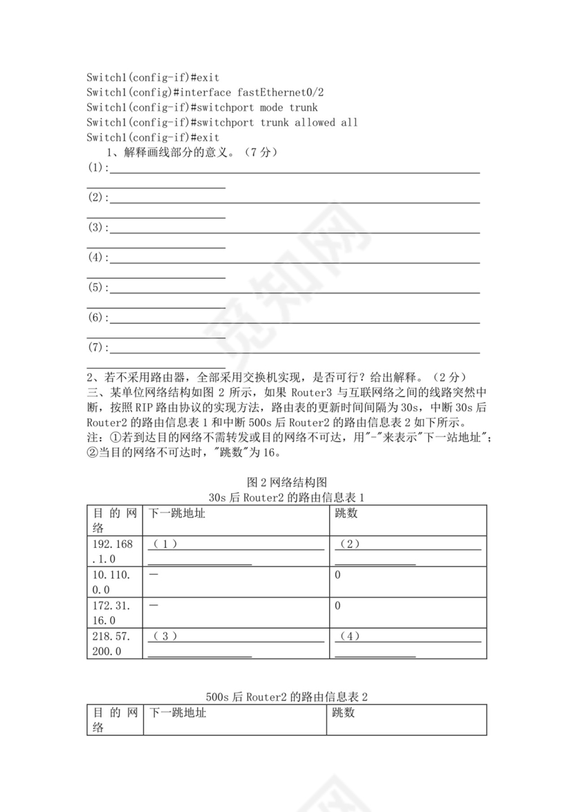 白色简洁网络管理员考试题库公司员工考试题库模板