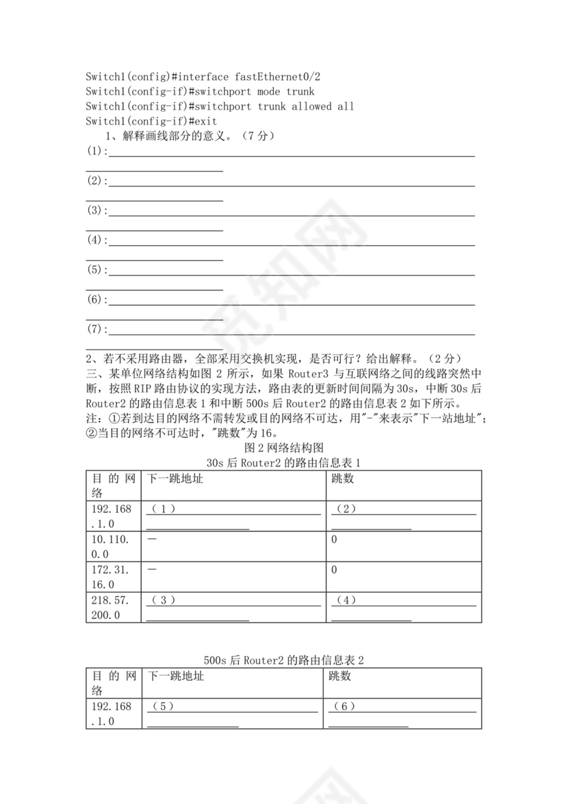 白色简洁网络管理员考试题库公司员工考试题库模板