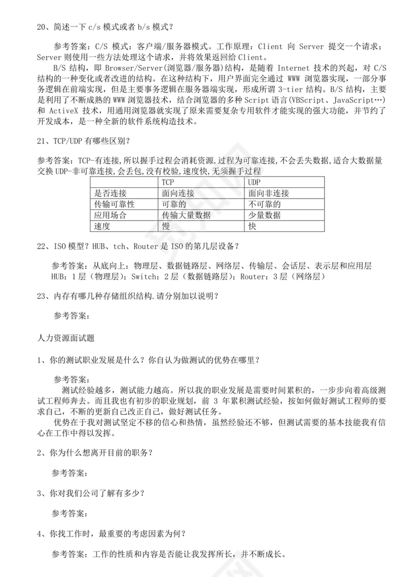 软件测试面试题汇总范文接口测试面试题