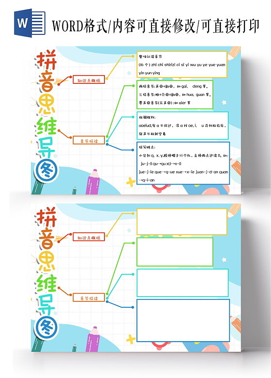 语文wordA3思维导图语文思维导图