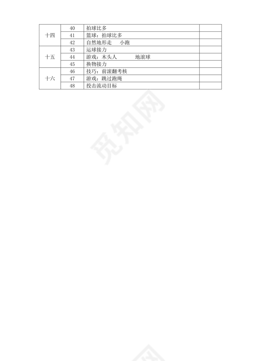 白色简洁小学体育教案学校老师教学教案模板